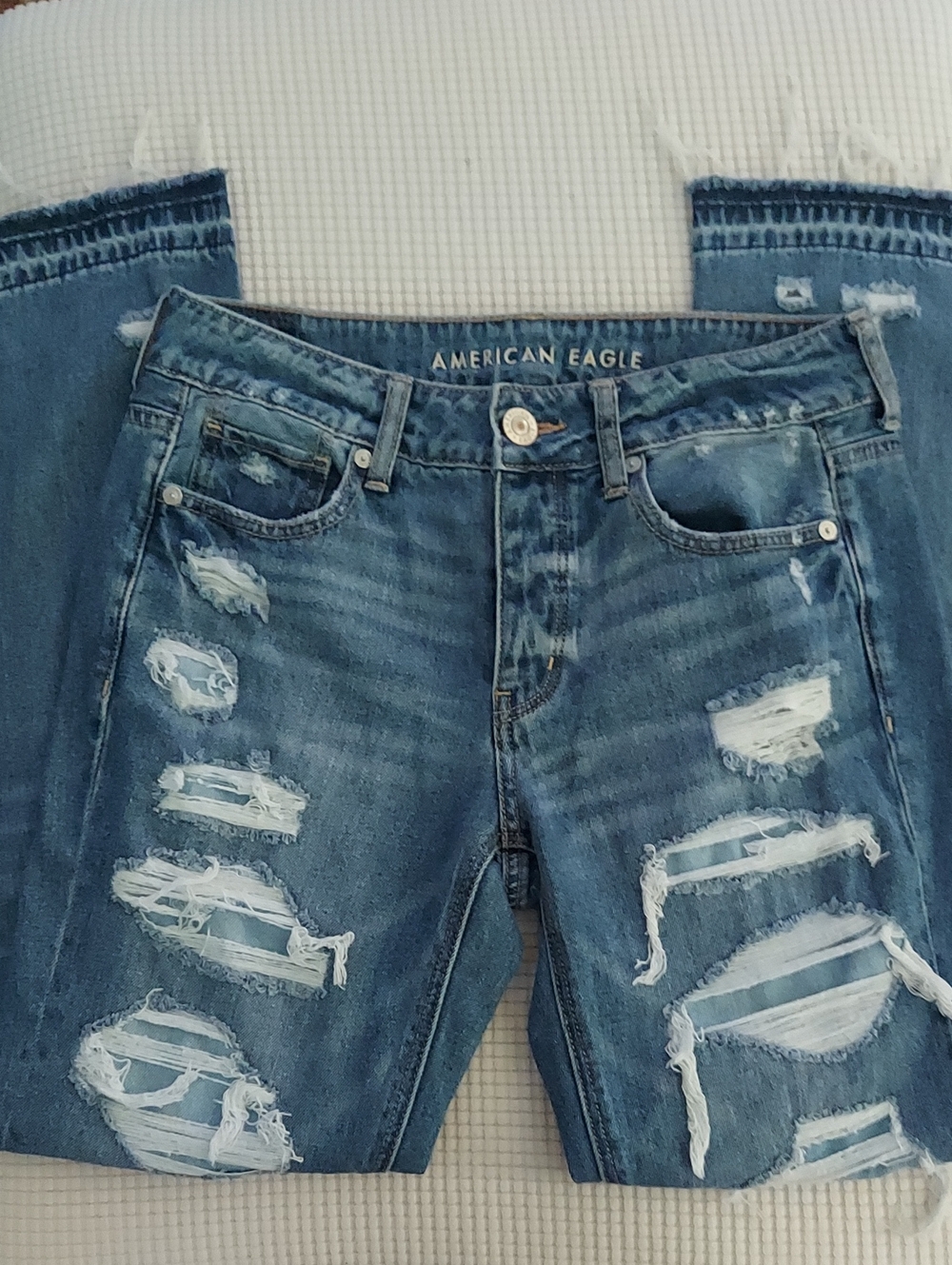 American Eagle Outfitters Distressed Light Blue Boyfriend Jeans